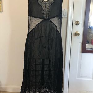 Zara midi length chiffon lace trim slip dress